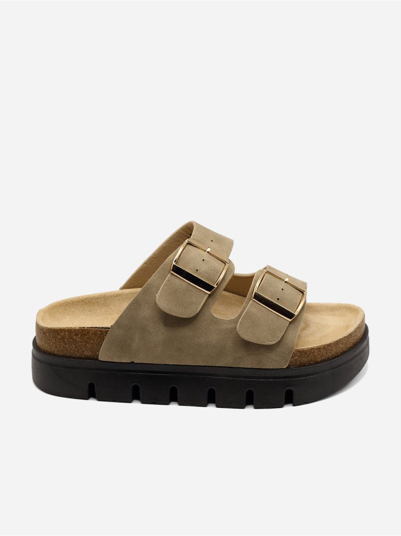 Zapatos destalonados con plataforma Taupe - Kiabi