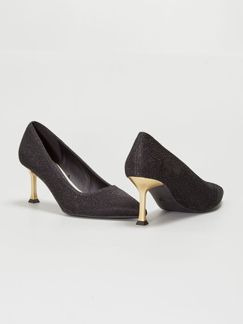 Zapatos irisados de tacón bajo oro - Kiabi