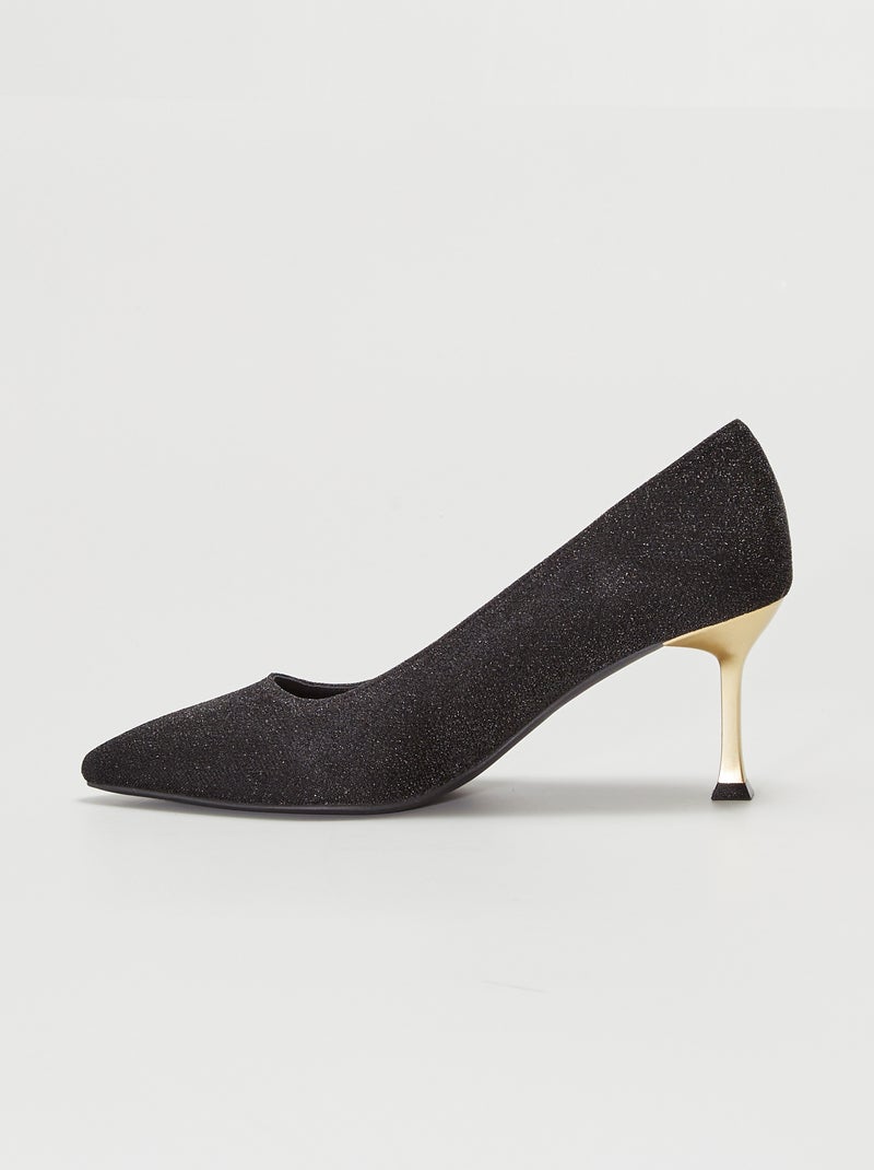 Zapatos irisados de tacón bajo oro - Kiabi