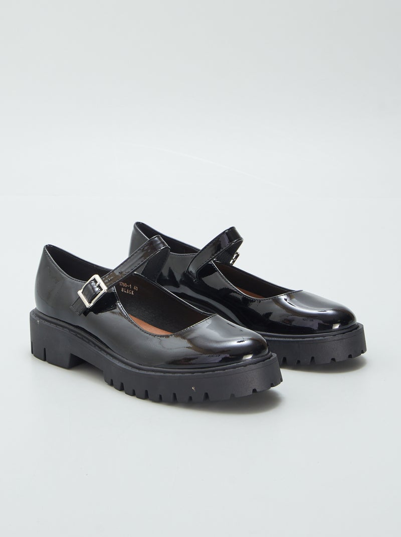 Zapatos tipo mercedita de charol abiertos NEGRO - Kiabi