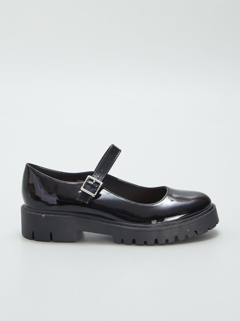 Zapatos tipo mercedita de charol abiertos NEGRO - Kiabi