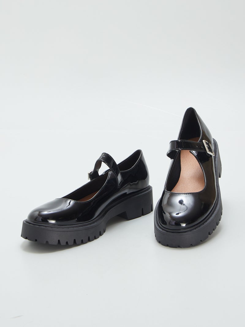 Zapatos tipo mercedita de charol abiertos NEGRO - Kiabi