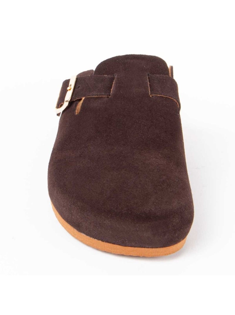 Zueco Casual Cuero Purapiel Marrón - Kiabi