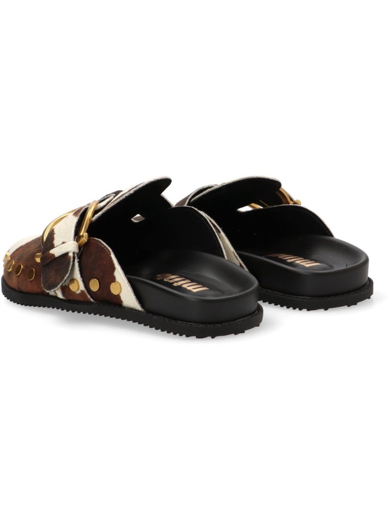 Zueco Diario Mujer Suela Plana - Mustang Negro Blanco - Kiabi