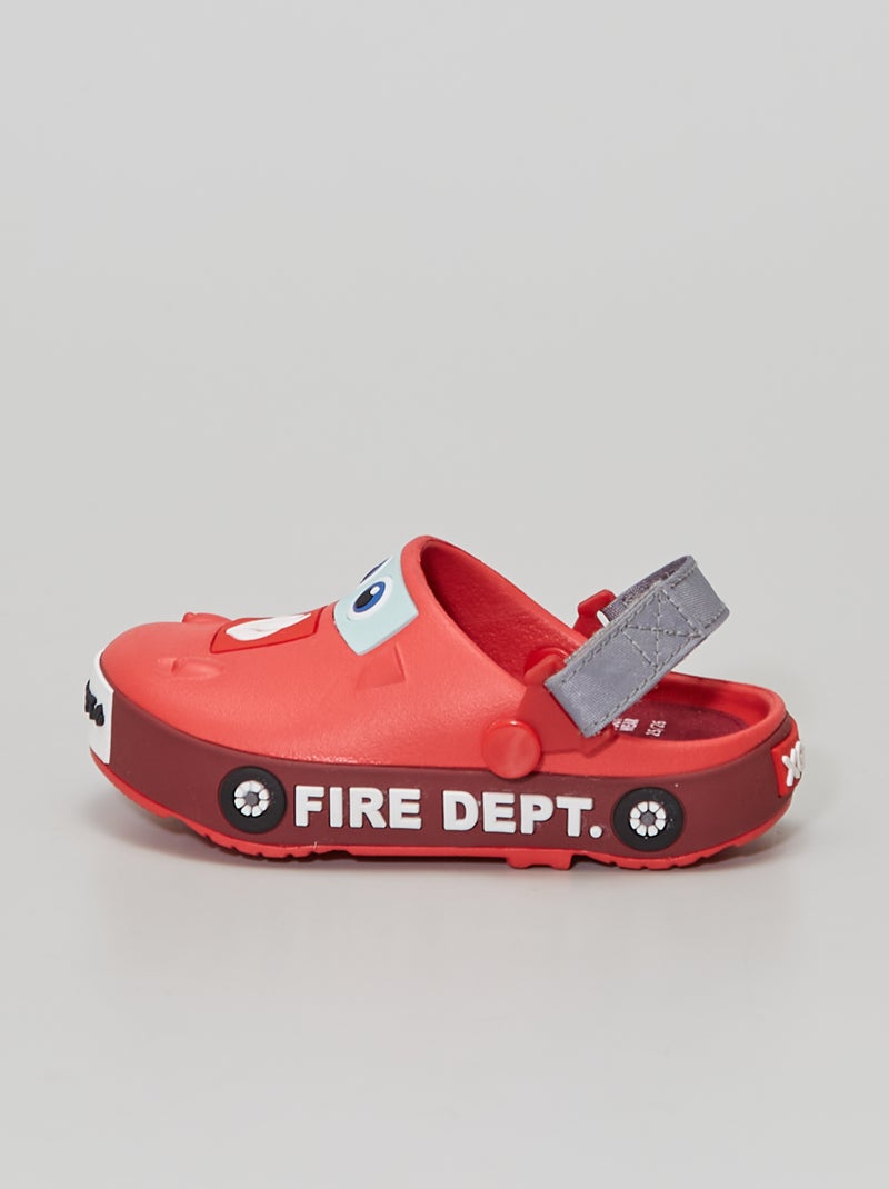 Zuecos con adornos 'bomberos' rojo - Kiabi