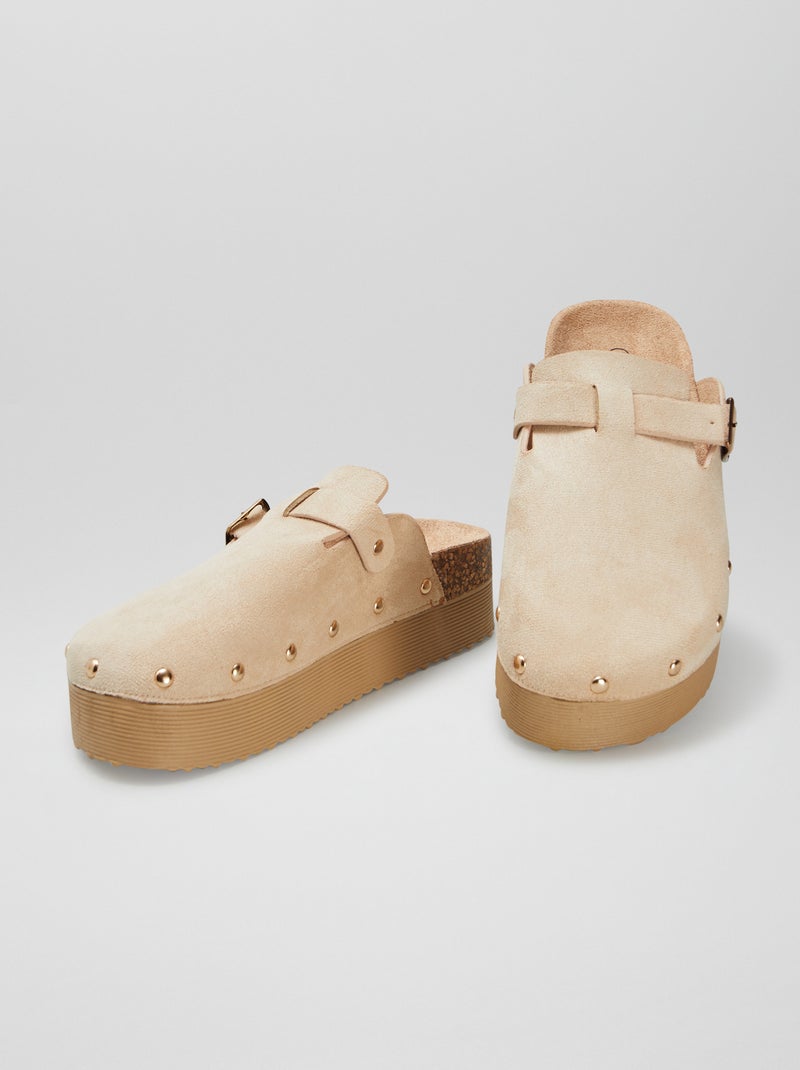 Zuecos de antelina BEIGE - Kiabi