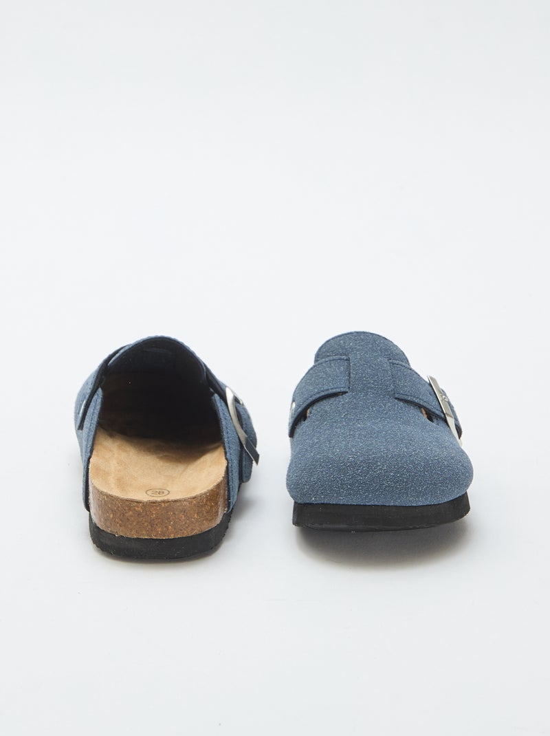 Zuecos de antelina con una hebilla Azul - Kiabi