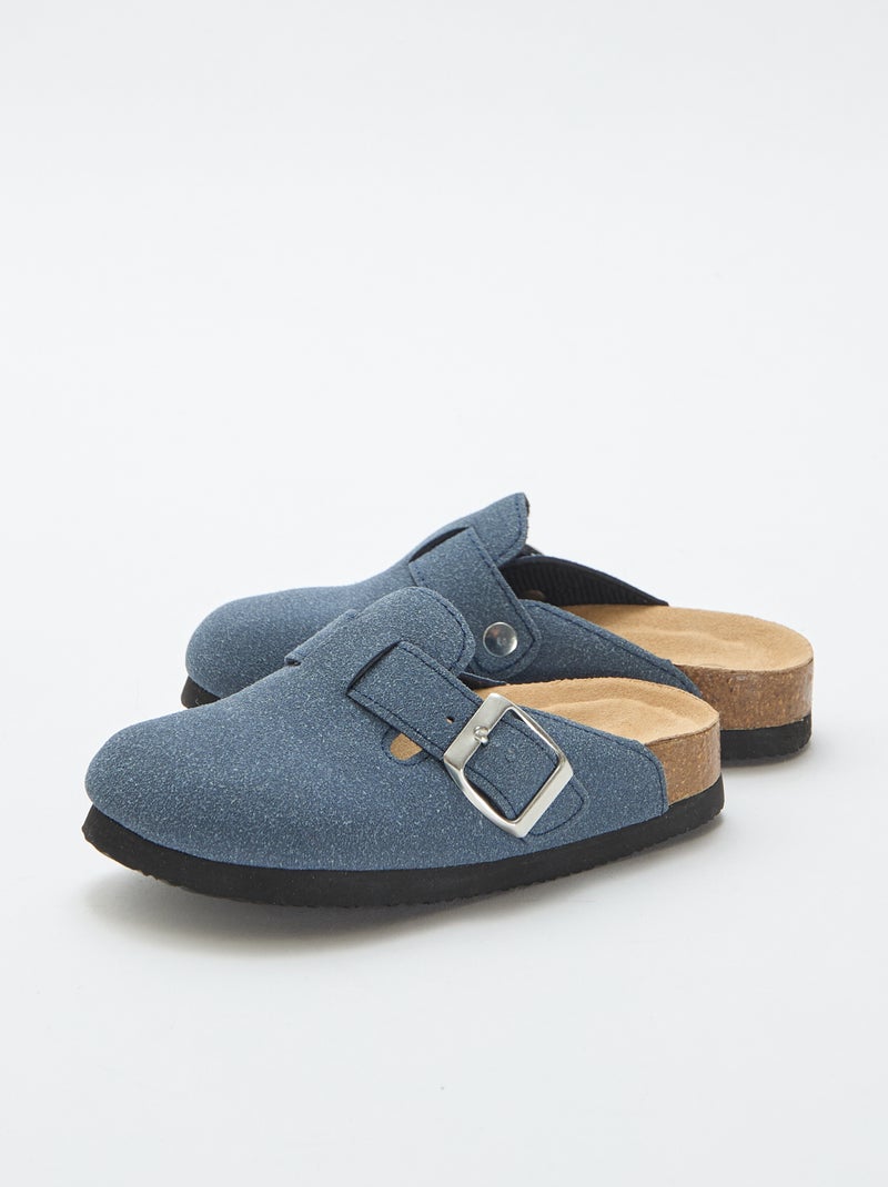 Zuecos de antelina con una hebilla Azul - Kiabi