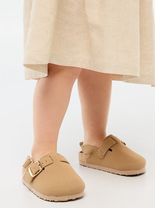 Zuecos de antelina con velcro - Kiabi