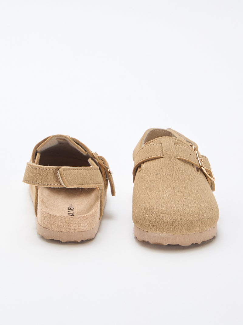 Zuecos de antelina con velcro Beige - Kiabi