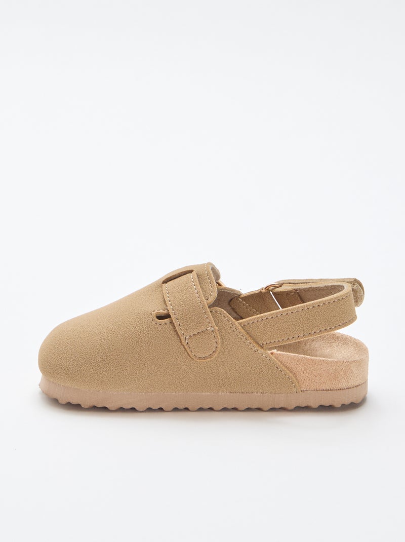 Zuecos de antelina con velcro Beige - Kiabi
