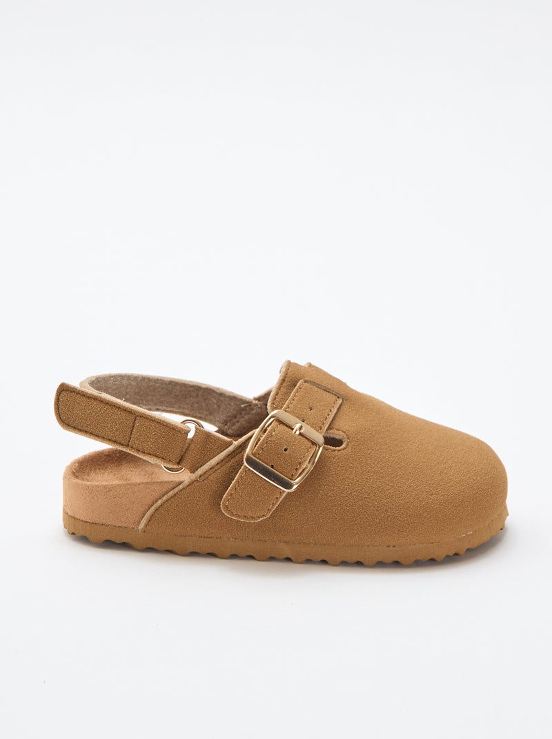 Zuecos de antelina con velcro Marron - Kiabi