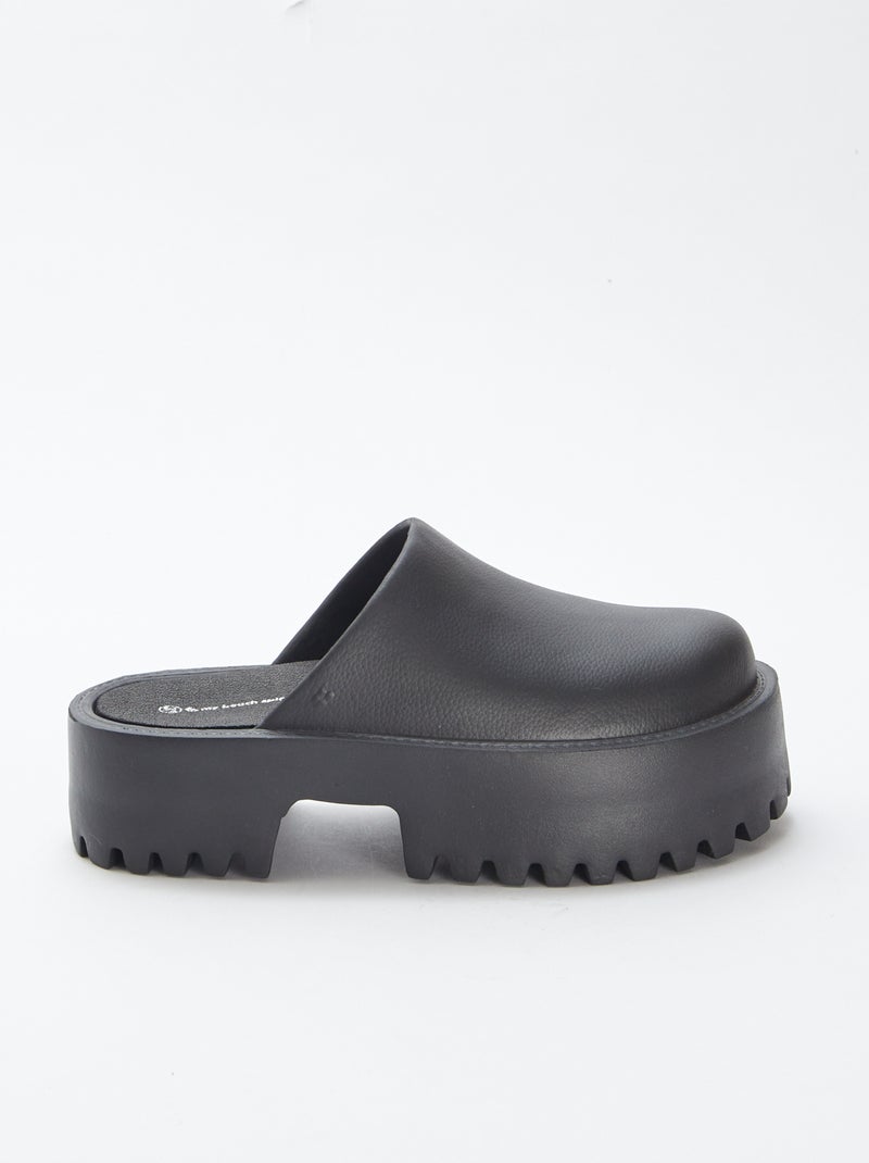 Zuecos de goma moldeada suela gruesa NEGRO - Kiabi