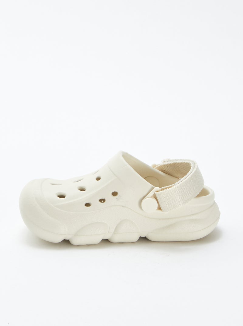 Zuecos de plástico moldeado con velcro beige - Kiabi