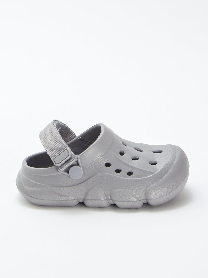 Zuecos de plástico moldeado con velcro GRIS - Kiabi