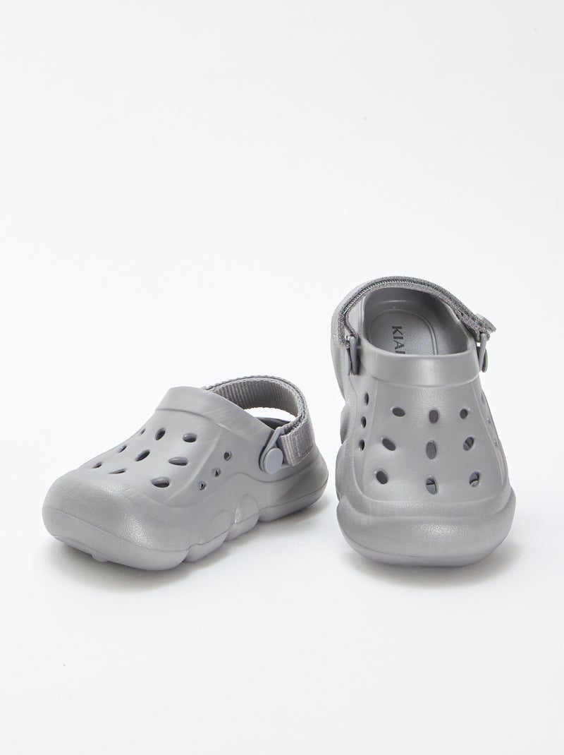 Zuecos de plástico moldeado con velcro GRIS - Kiabi
