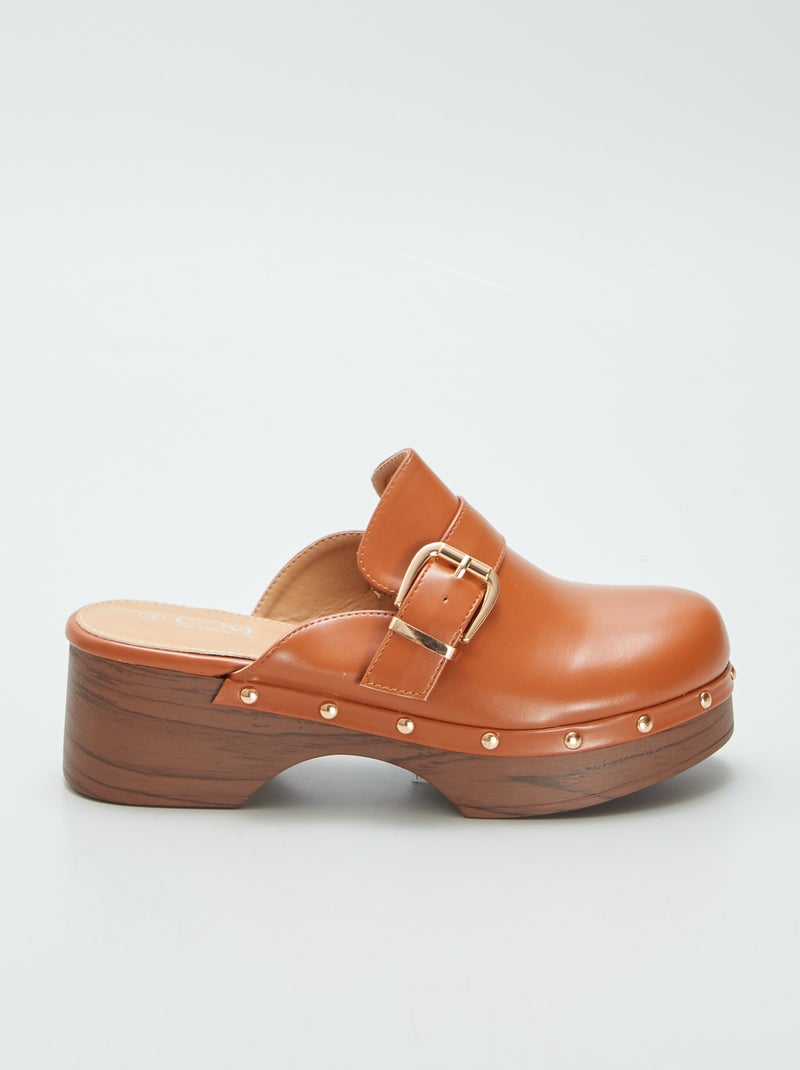 Zuecos de tacón de material sintético MARRON - Kiabi