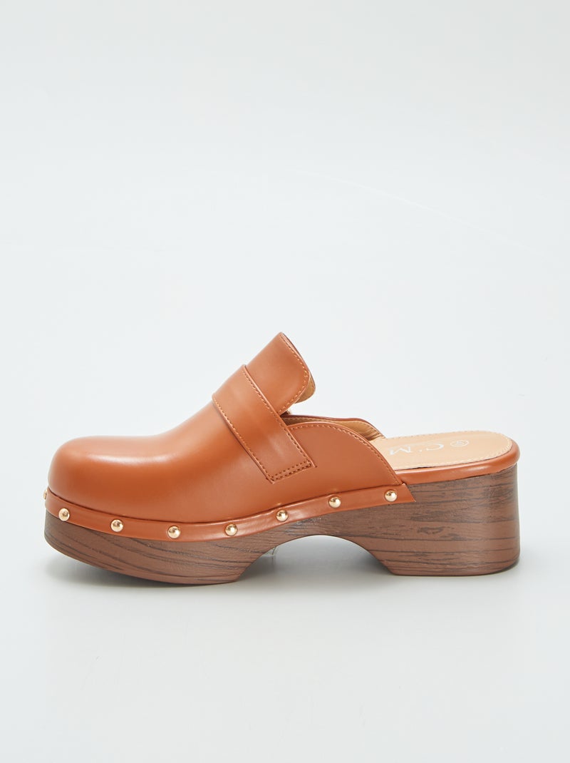Zuecos de tacón de material sintético MARRON - Kiabi
