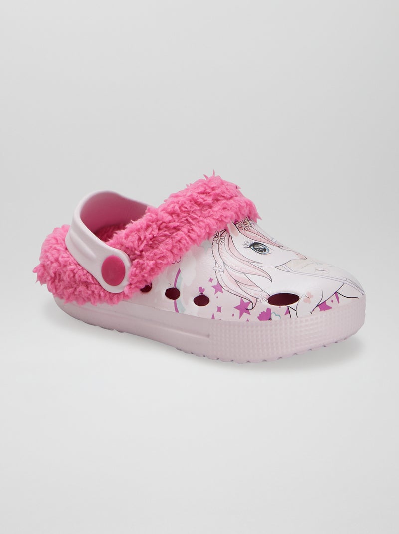 Zuecos forrados de plástico moldeado de unicornio BLANCO - Kiabi