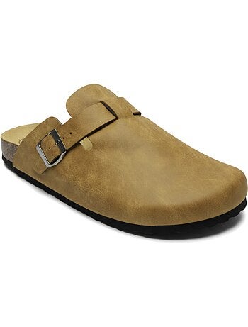 Zuecos hombre cuero sintético hebilla ajustable suela corcho ozabi
