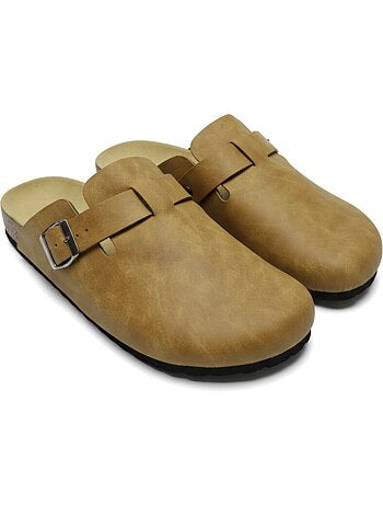 Zuecos hombre cuero sintético hebilla ajustable suela corcho ozabi