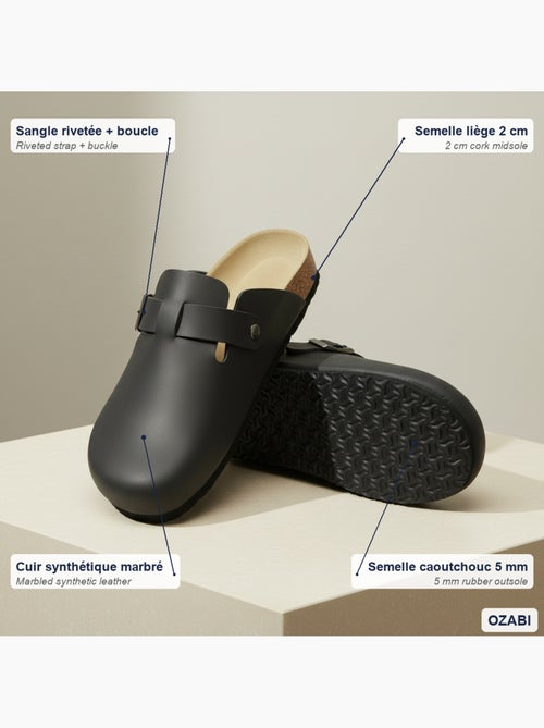 Zuecos hombre cuero sintético hebilla ajustable suela corcho ozabi - Kiabi Zuecos hombre cuero sintético hebilla ajustable suela corcho ozabi - Kiabi