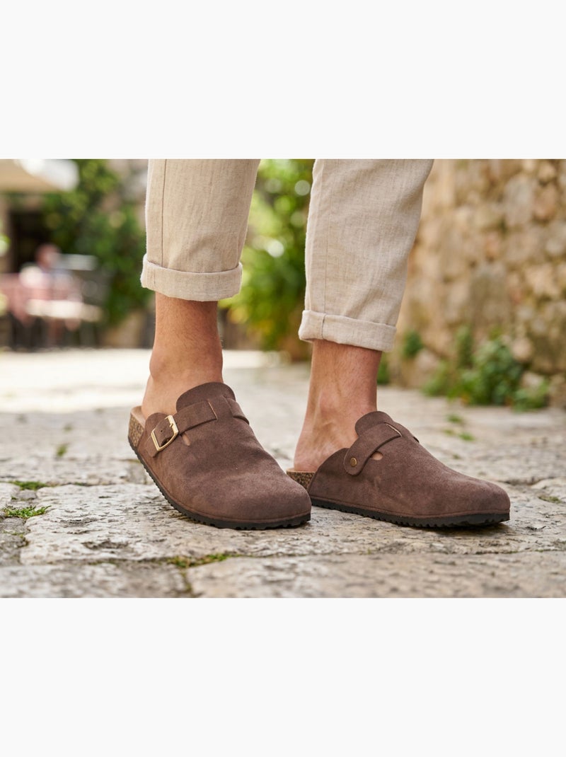 Zuecos Hombre OZABI Confort Ergonómico Hebilla Ajustable Marrón - Kiabi