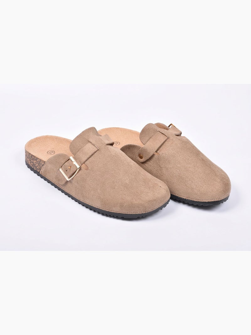 Zuecos mujer confort hebilla ajustable suela corcho OZABI Taupe - Kiabi