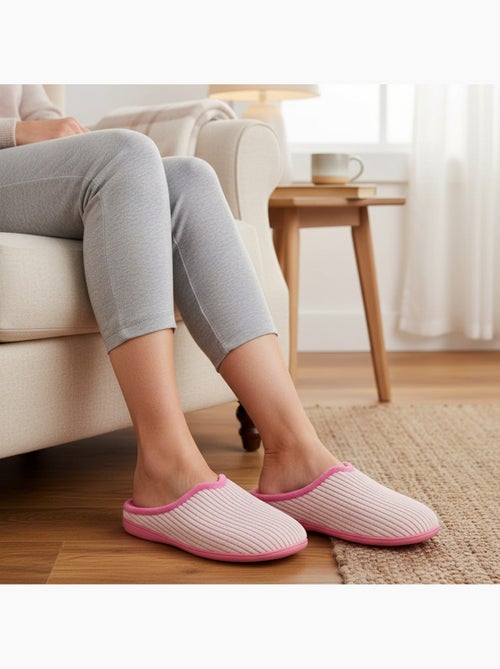Zuecos mujer lisos ozabi terciopelo sintético ribete pelaje - Kiabi Zuecos mujer lisos ozabi terciopelo sintético ribete pelaje - Kiabi