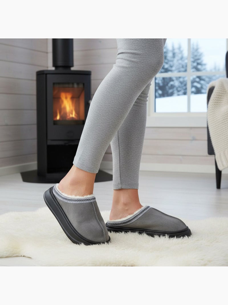 Zuecos mujer ozabi estilo escandinavo, forro interior, suela antideslizante Gris - Kiabi