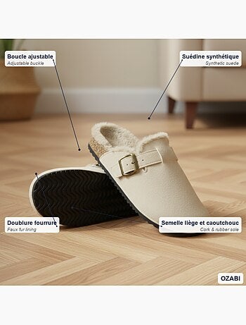 Zuecos mujer ozabi gamuza forro polar ajustable
