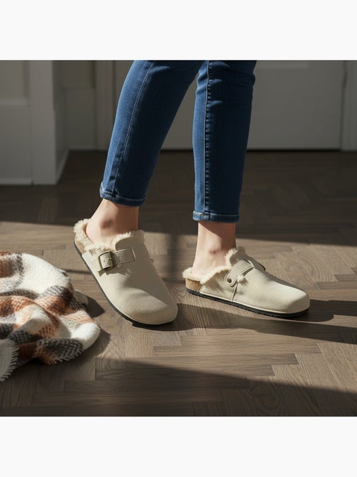 Zuecos mujer ozabi gamuza forro polar ajustable - Kiabi Zuecos mujer ozabi gamuza forro polar ajustable - Kiabi