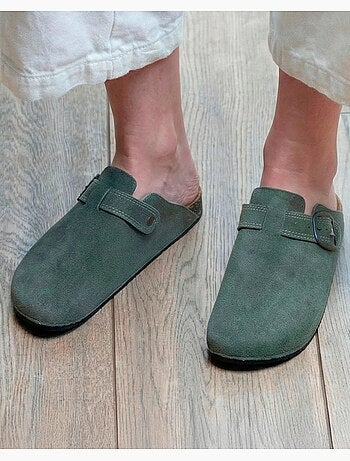 Zuecos plantilla de cuero extraflexible - confortable parche en el talón isotoner