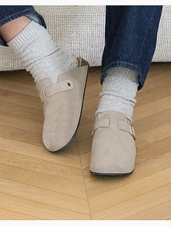 Zuecos plantilla de cuero extraflexible - confortable parche en el talón isotoner