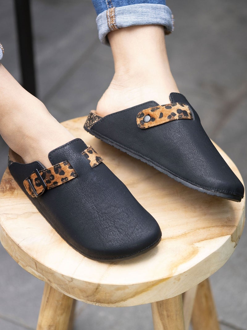 Zuecos suela extra-flex, ligera, parche de confort en el talón  Isotoner Negro Negro Blanco - Kiabi